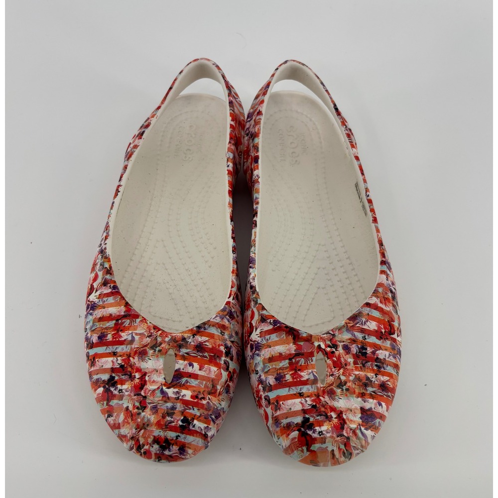 Crocs Olivia II Flats Women 7 Slingback Striped Floral Pattern Colorful Casual